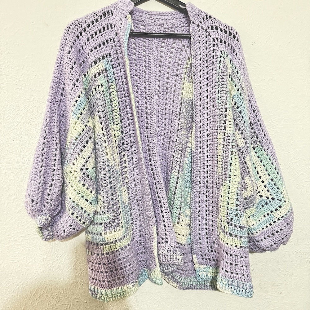Pastel Crochet Sweater Handmade Grandma Cozy Sweater Blanket Sweater